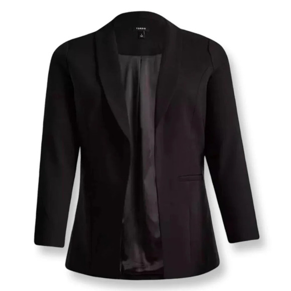 Torrid NWT Studio Refined Crepe Shawl Collar Blazer Black Size 3X or Size 22-24 - Picture 2 of 13